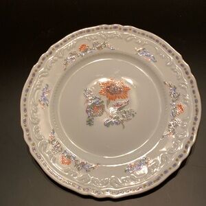 VINTAGE ROYAL LIMOGES FRANCE PERSAN ROUGE DESSERT/BREAD PLATE ORANGE/BLUE FLORAL